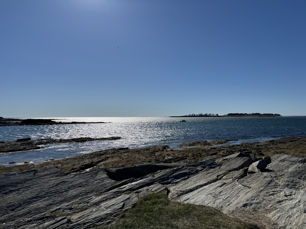 Kettle Cove beach with Two Lights lighthouse in distance